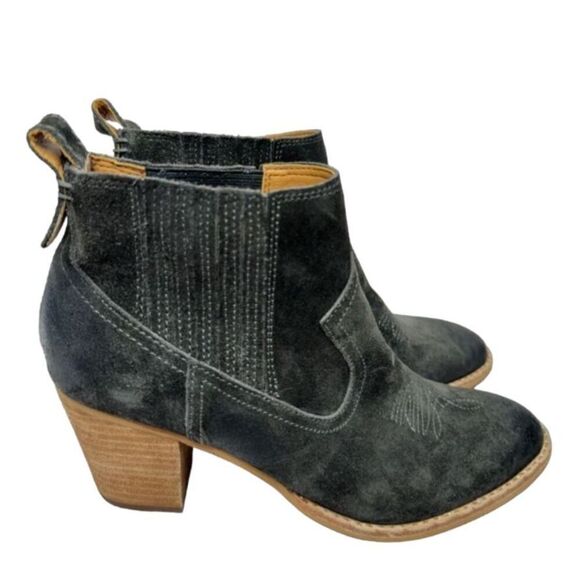 Dolce Vita Western Boots Size 8 Womens Gray Leather Suede Pull On Ankle Booties - Picture 1 of 12
